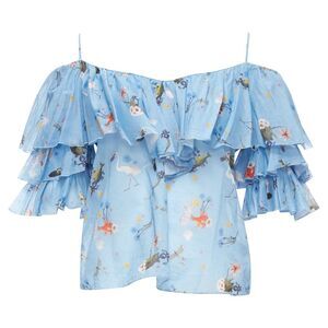 Vivetta Animal Floral Print Tiered Bell Sleeves Strappy Top